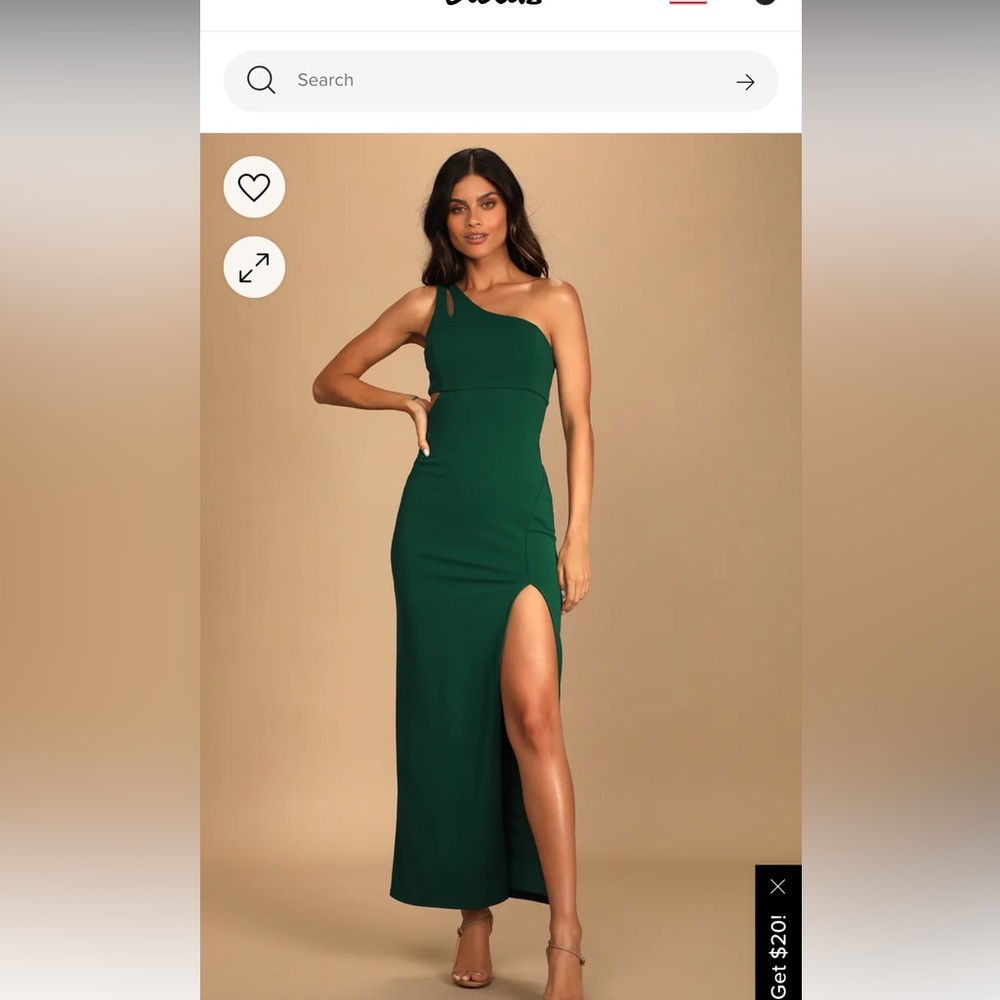 Hunter green/forest green one shoulder Lulu’s dress